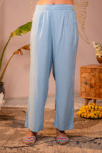 Juniper Blue Whisper Embroidered Comfort Co-ord | Grocsy