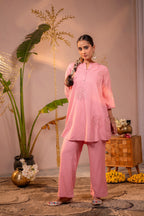 Juniper Pink Whisper Embroidered Comfort Co-ord | Grocsy
