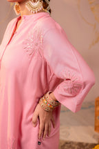 Juniper Pink Whisper Embroidered Comfort Co-ord | Grocsy
