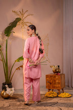 Juniper Pink Whisper Embroidered Comfort Co-ord | Grocsy