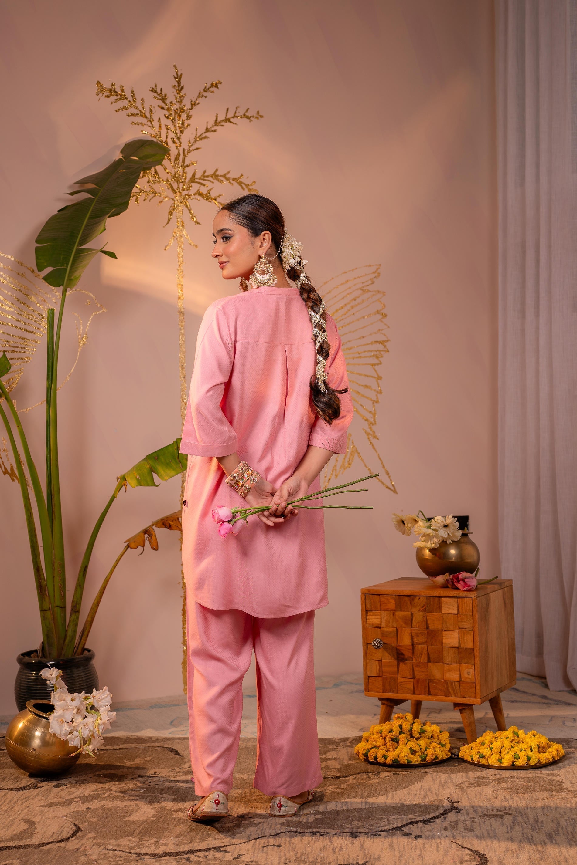 Juniper Pink Whisper Embroidered Comfort Co-ord | Grocsy