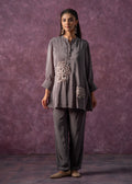 Juniper Viscose Grey Embellished Tunic And Pant Co-Ord Set With Bead Details | Grocsy