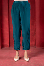 Juniper Teal Embellished Viscose Co-Ord Set With Bead Detailing | Grocsy