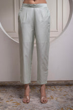 Juniper Mintgreen Solid Viscose Shirt, Cami And Pant Co-Ord Set With Sequence And Zari Work | Grocsy