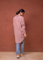 Juniper Viscose Linen Dusty Pink Embellished Shirt With Sequin & Bead Details | Grocsy