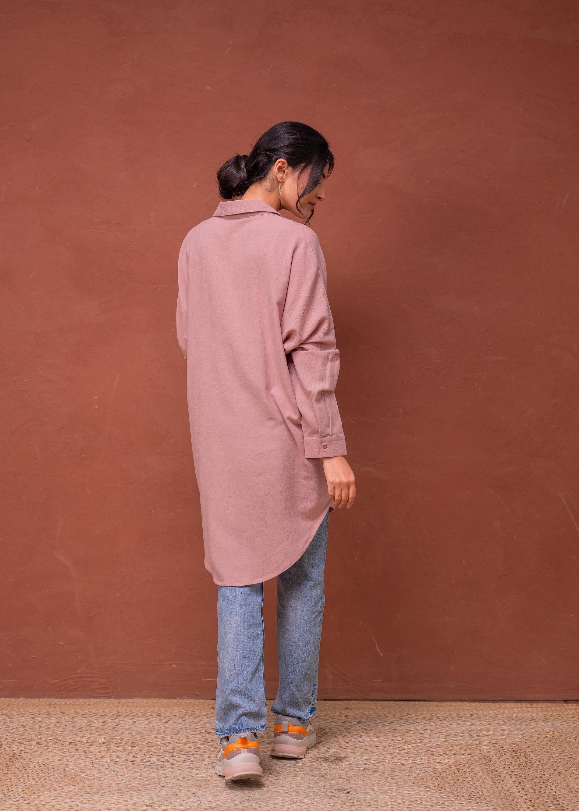 Juniper Viscose Linen Dusty Pink Embellished Shirt With Sequin & Bead Details | Grocsy