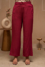 Juniper Rose Pink Embroidered Viscose Co-Ord Set With Thread Work Detailing | Grocsy