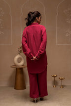 Juniper Rose Pink Embroidered Viscose Co-Ord Set With Thread Work Detailing | Grocsy