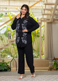 Juniper Viscose Linen Black Embroidered Shirt And Pant Co-Ord Set With Thread Work | Grocsy