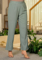 Juniper Sage Green Embroidered Viscose Co-Ord Set With Beads & Sequin Accents | Grocsy