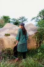 Juniper Polycotton Green Embroidered Kurta Pant Set With Thread & Mirror Work | Grocsy