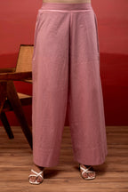 Juniper Onion Pink Solid Cotton Shirt And Pants Co-Ord Set With Thread Work | Grocsy