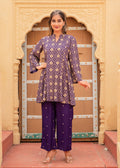 Juniper Purple Gold Geometric Printed Kurta With Pants | Grocsy