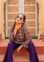 Juniper Purple Gold Geometric Printed Kurta With Pants | Grocsy