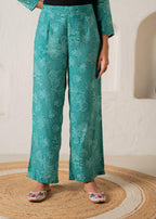 Juniper Green Floral Embellished A-Line Kurta Pant And Dupatta Set With Beads & Sequence Work | Grocsy