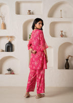 Juniper Fuchsia Floral Embellished A-Line Kurta Pant And Dupatta Set With Beads & Sequence Work | Grocsy
