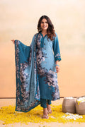 Juniper Blue Man Made Fiber Floral Printed Kurta With Pants & Dupatta Set With Lace Work | Grocsy