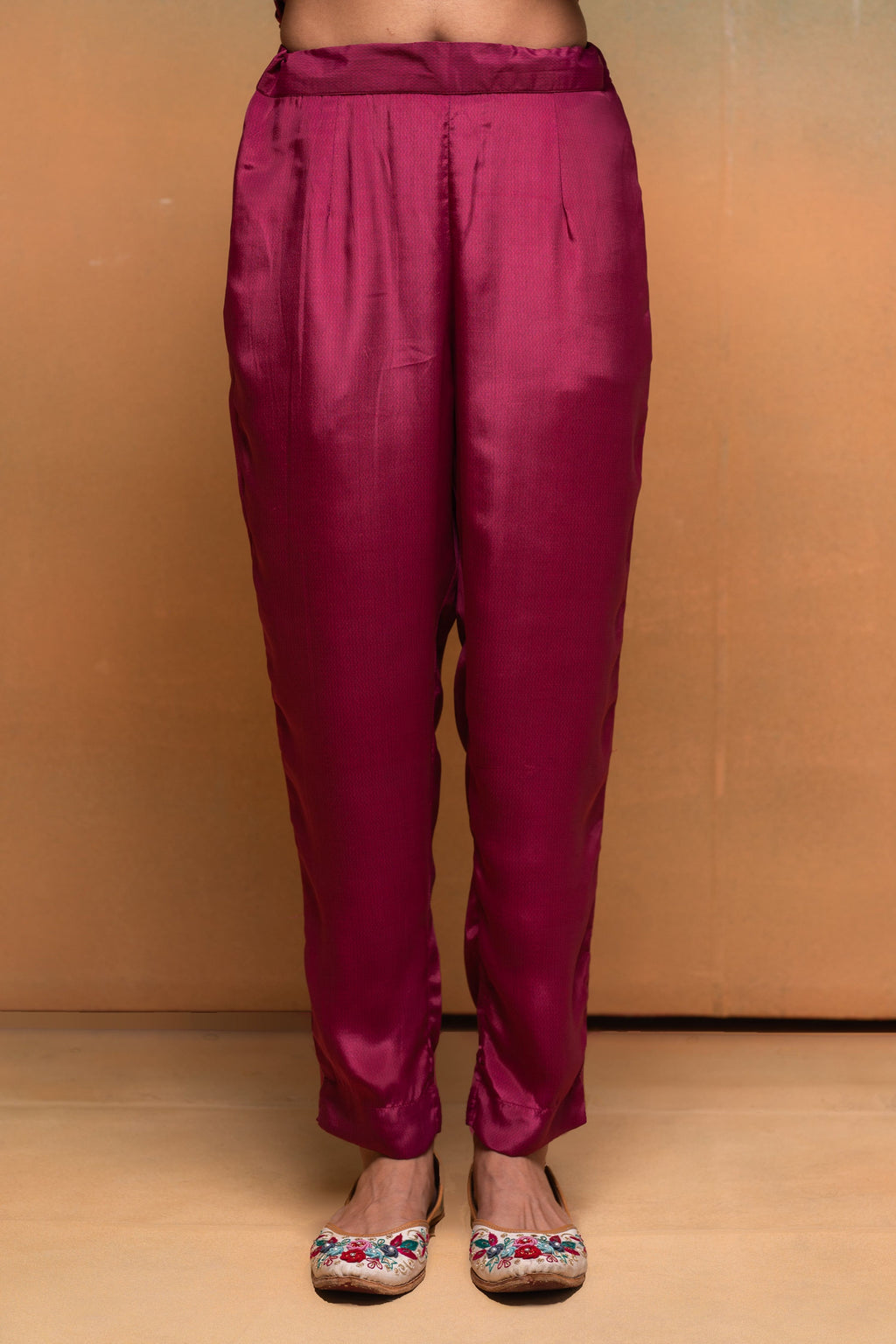 Juniper Magenta Man Made Fiber Floral Printed Kurta With Pants & Dupatta Set With Lace Work | Grocsy