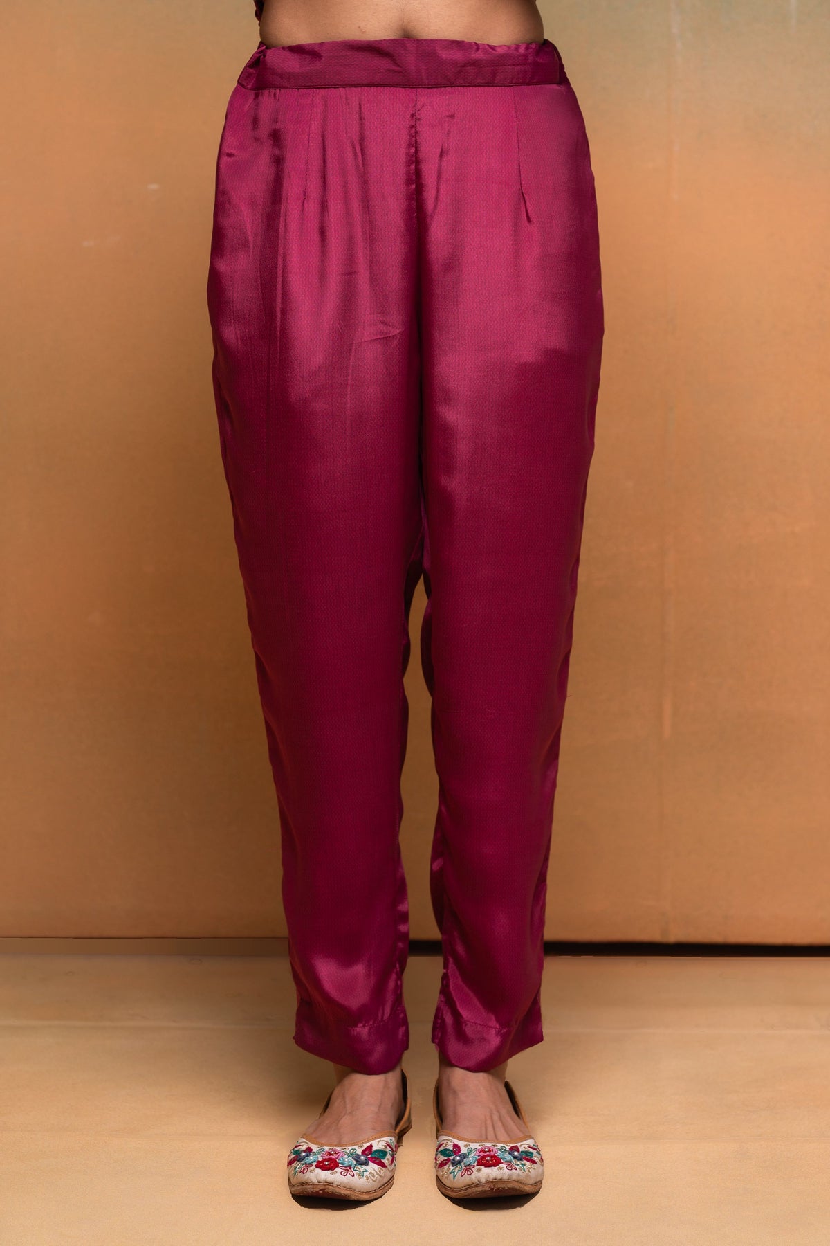 Juniper Magenta Man Made Fiber Floral Printed Kurta With Pants & Dupatta Set With Lace Work | Grocsy