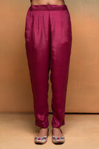 Juniper Magenta Man Made Fiber Floral Printed Kurta With Pants & Dupatta Set With Lace Work | Grocsy