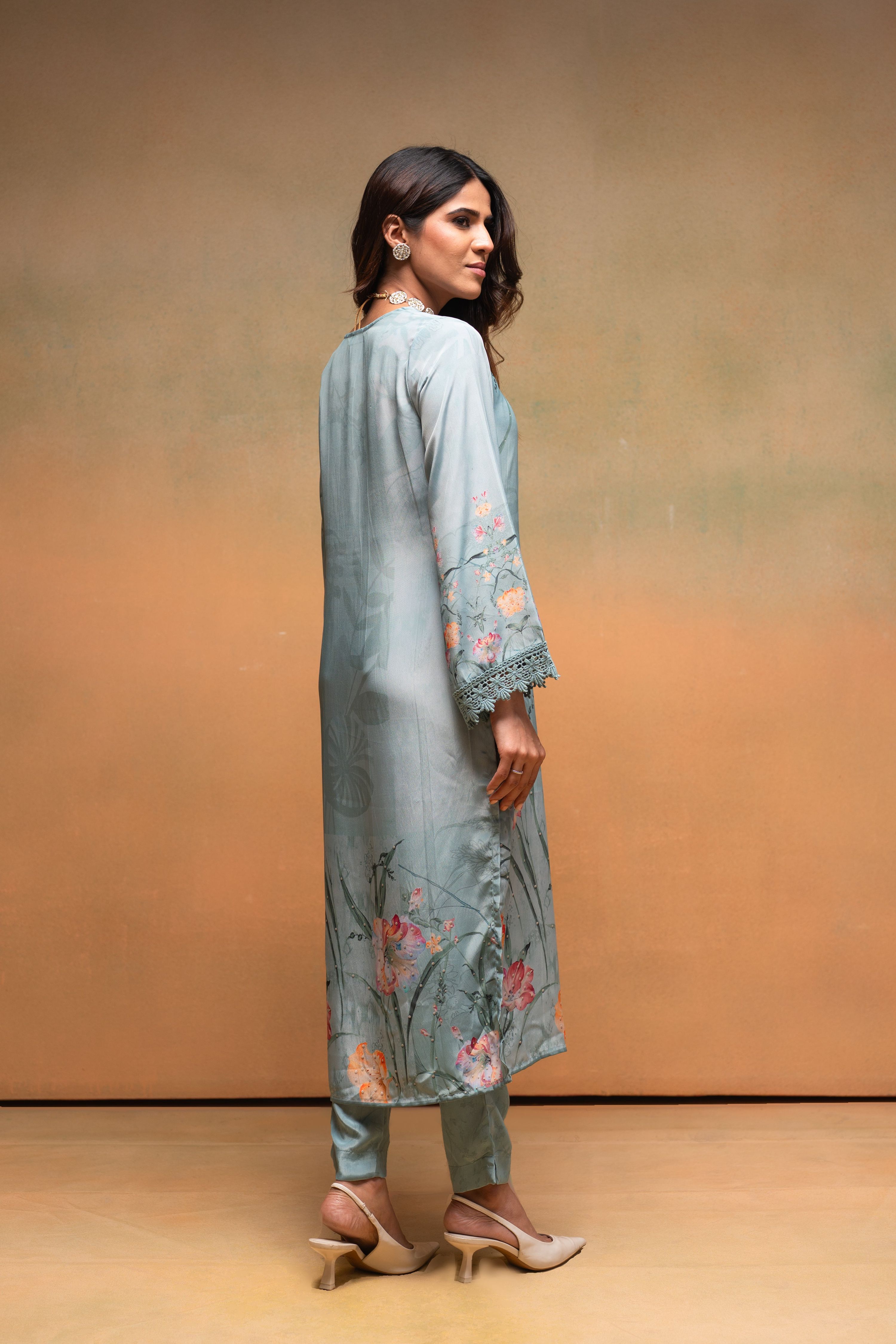 Juniper Mint Meadow Elegance Kurta Pant And Dupatta Set | Grocsy