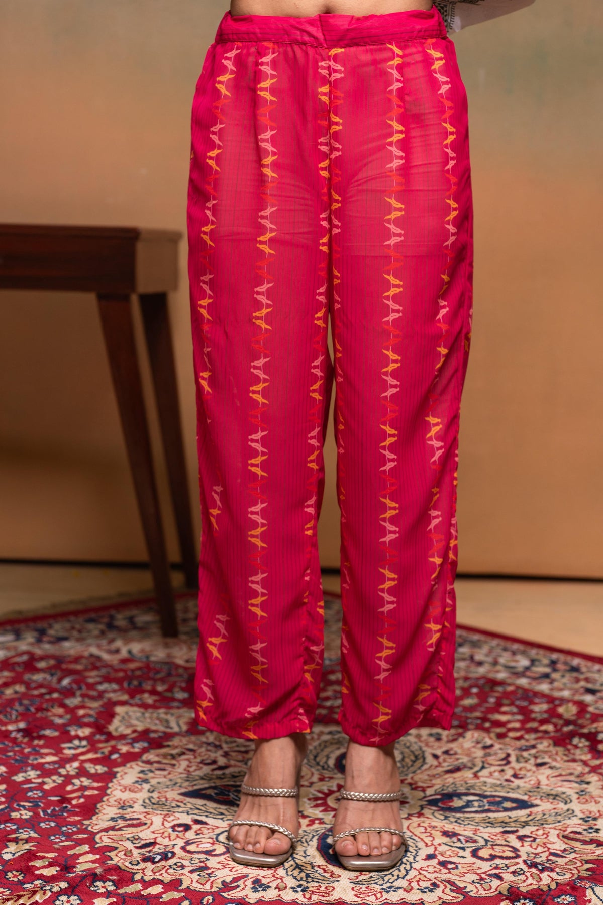 Juniper Ivory Man Made Fiber Ethnic A-Line Kurta With Pants & Dupatta Set With Mirror & Thread Work | Grocsy
