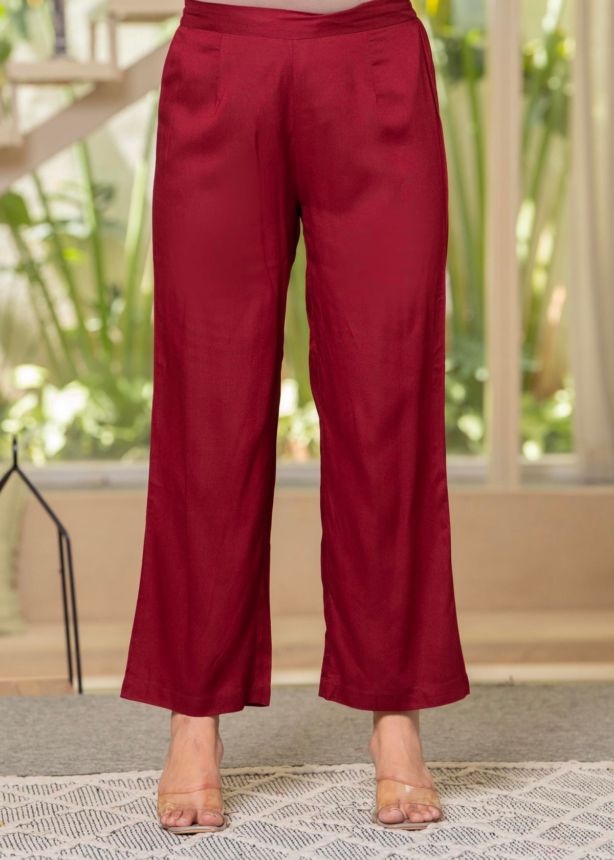 Juniper Ivory Floral Poly Kurta And Pants Set With Mirror, Thread Work And Tassels Detail | Grocsy