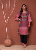 Juniper Polycotton Maroon Embroidered Kurta Pant Set With Mirror, Thread Work & Tassels | Grocsy