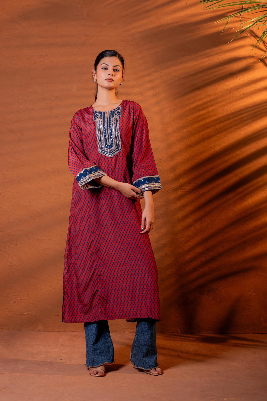 Juniper Noor Jaal Printed Long Kurta | Grocsy