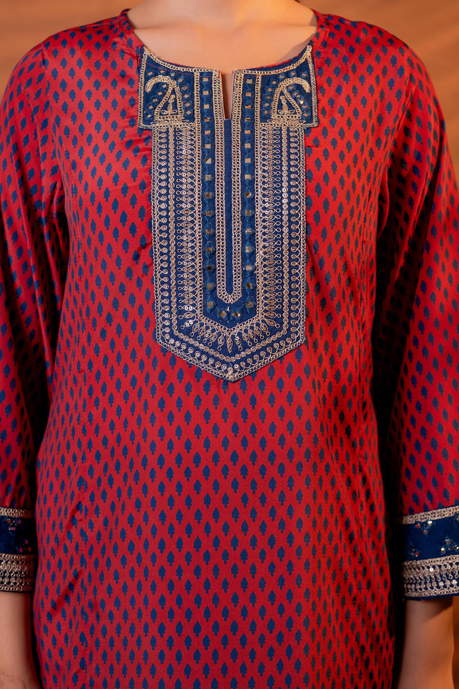 Juniper Noor Jaal Printed Long Kurta | Grocsy