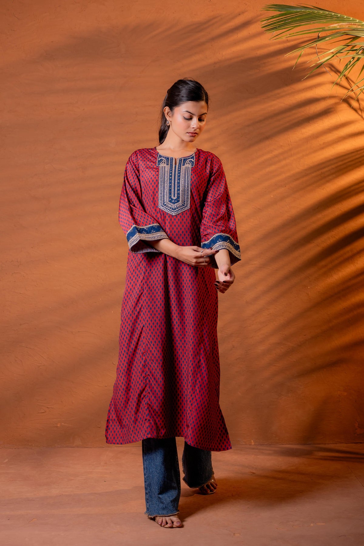 Juniper Noor Jaal Printed Long Kurta | Grocsy