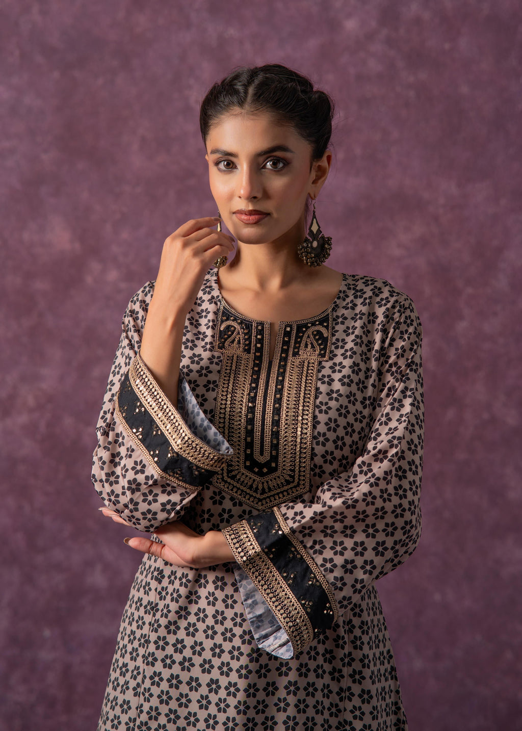 Juniper Noor Jaal Printed Long Kurta | Grocsy
