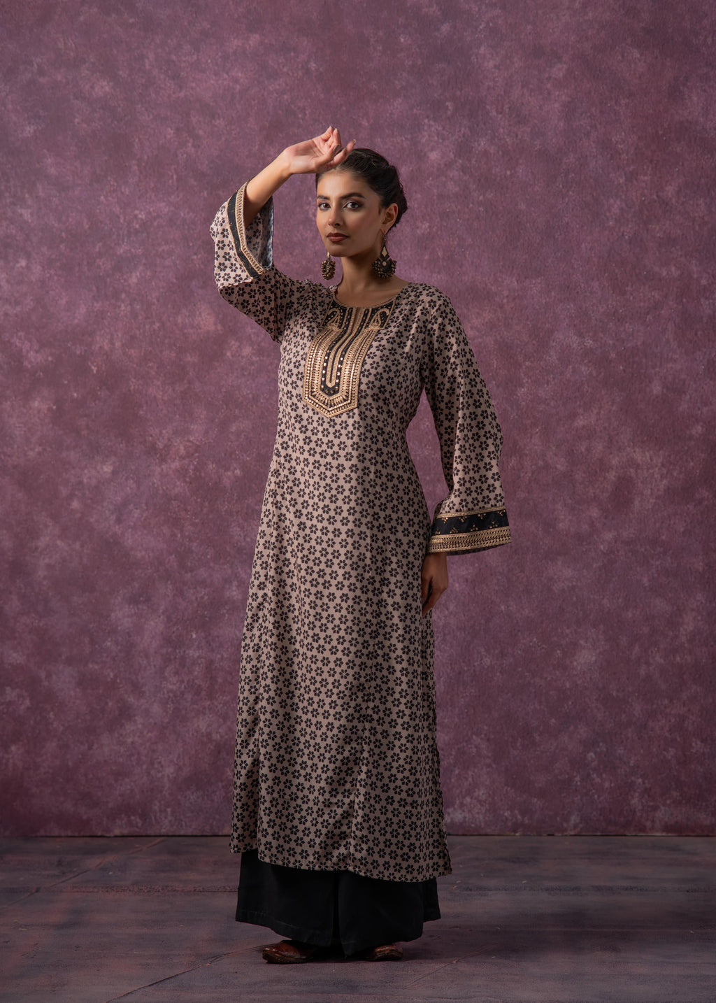 Juniper Noor Jaal Printed Long Kurta | Grocsy