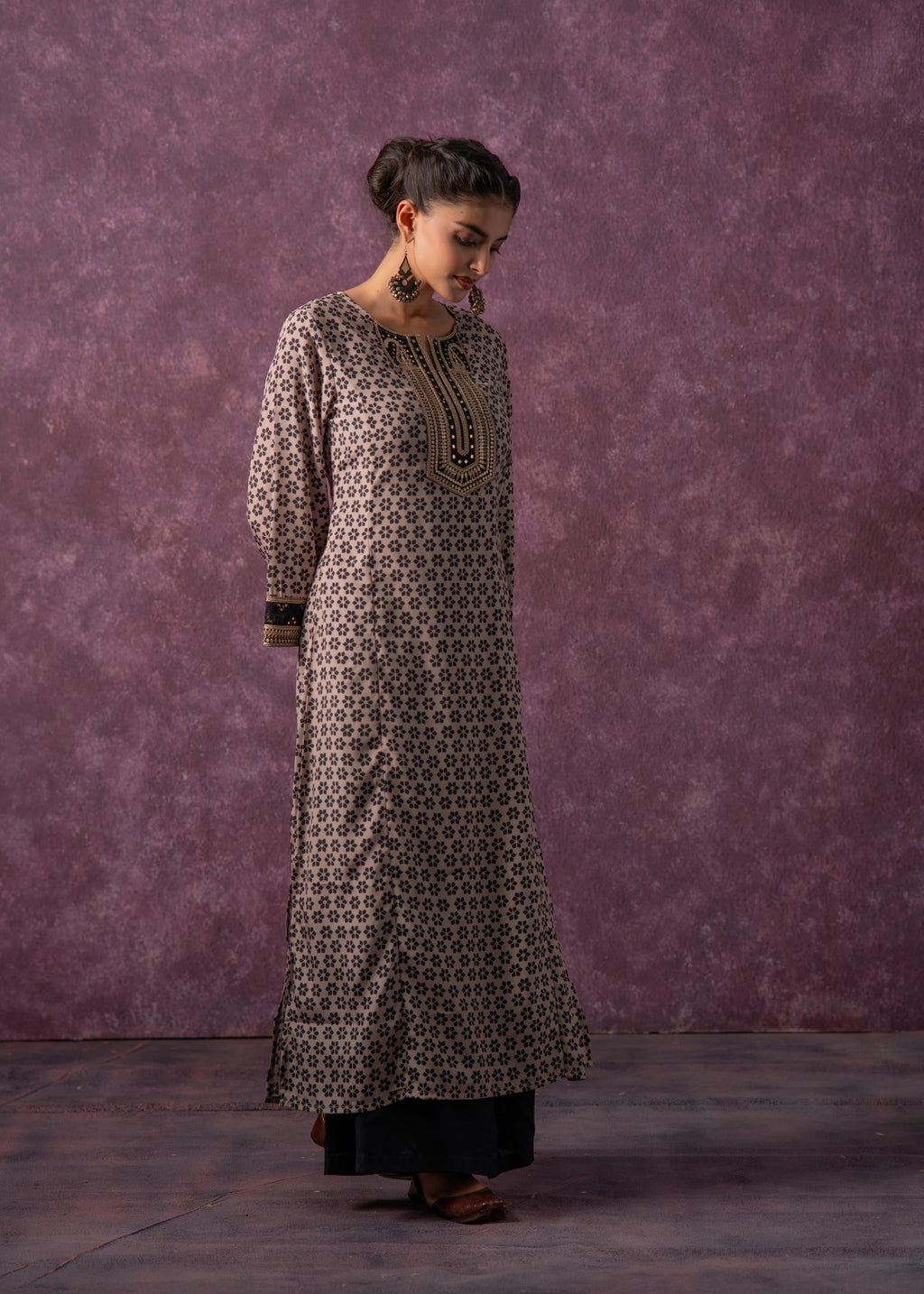 Juniper Noor Jaal Printed Long Kurta | Grocsy