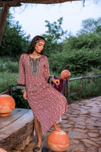 Juniper Black & Brown Ethnic Motif Embroidered Straight Kurta With Zari & Mirror Work | Grocsy
