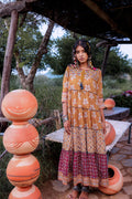 Juniper Mustard Embroidered Anarkali Long Dress With Tassels & Mirror Work | Grocsy