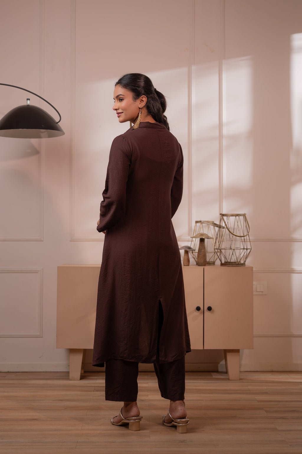 Juniper Modern Chocolate Brown Indo-Fusion Co-Ord Set | Grocsy