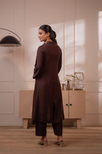 Juniper Modern Chocolate Brown Indo-Fusion Co-Ord Set | Grocsy