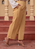 Juniper Women'S Beige Solid Straight Cotton Pant With Pocket | Grocsy