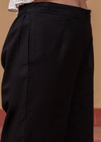 Juniper Women'S Black Solid Straight Cotton Pant With Pocket | Grocsy