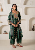 Juniper Emerald Mughal Motif Printed Kurta Set With Dupatta | Grocsy