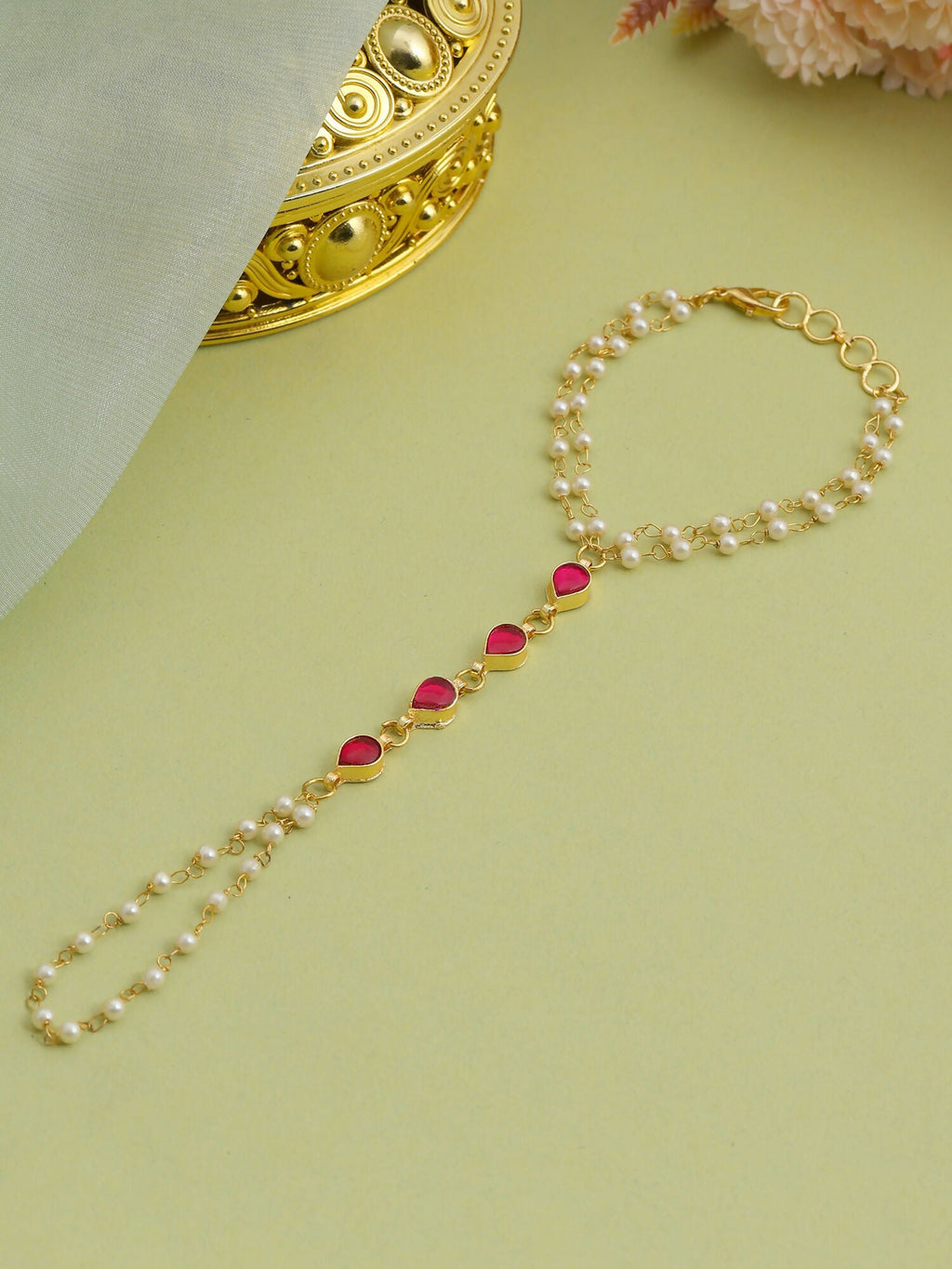 Ruby Raang Mannat Pearl Haath Phool | Grocsy