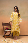 Juniper Viscose Yellow Embroidered Kurta Pant Co-Ordset With Thread Work & Lace | Grocsy