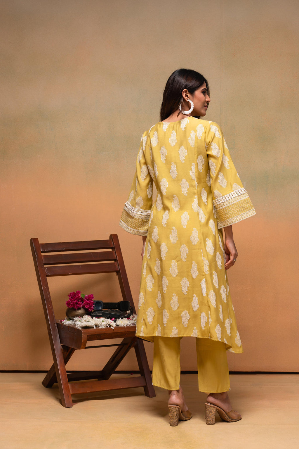 Juniper Viscose Yellow Embroidered Kurta Pant Co-Ordset With Thread Work & Lace | Grocsy