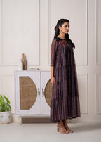Juniper Blue Printed Tiered Dress With Detailed Yoke | Grocsy