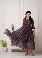 Juniper Blue Printed Tiered Dress With Detailed Yoke | Grocsy