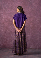 Juniper Purple Viscose Solid Top With Skirt Co-Ord Set With Mirror & Sequence Work | Grocsy