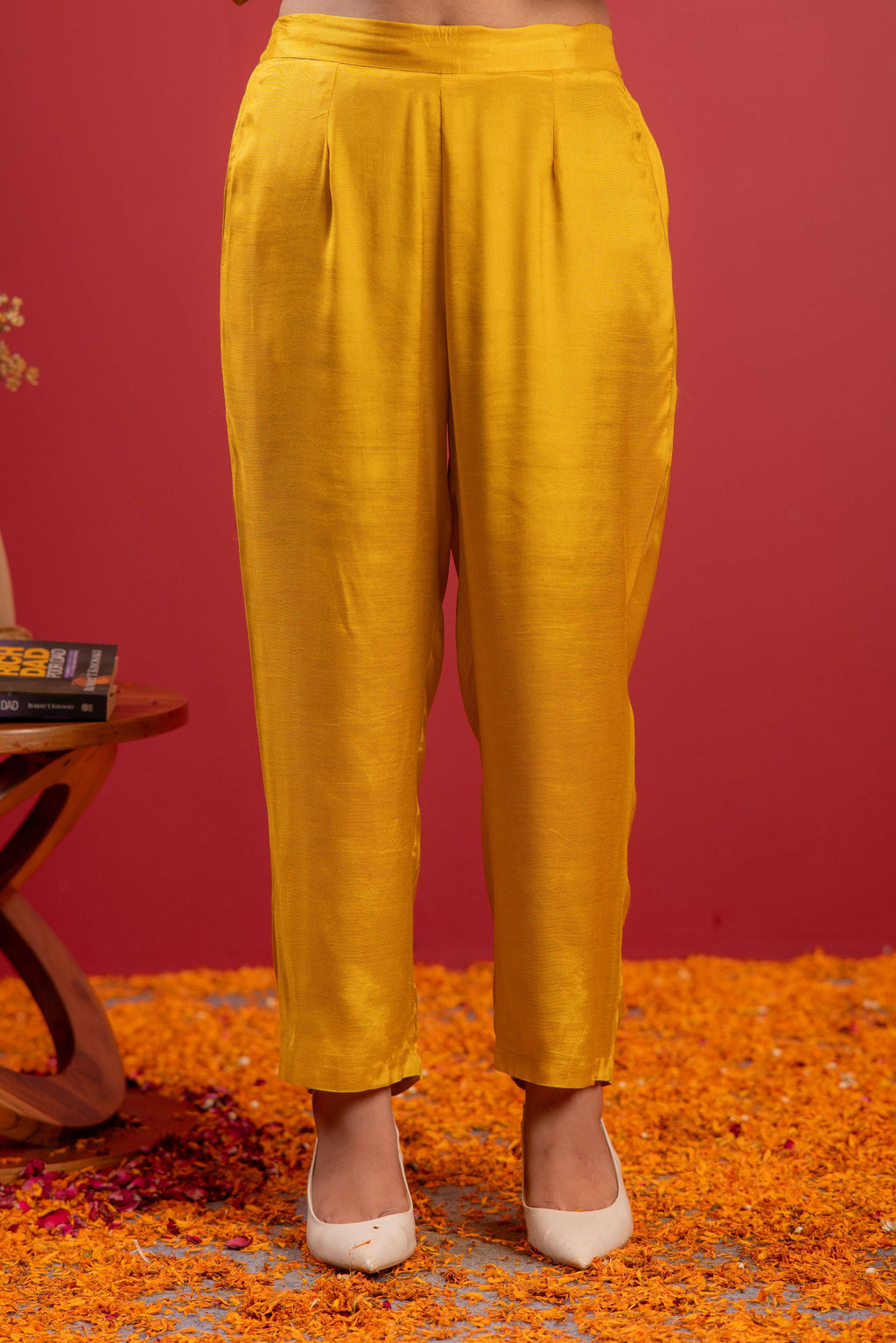 Juniper Mustard Viscose Kurta With Pants & Dupatta Set With Thread & Zari Work | Grocsy