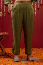 Juniper Mehendi Green Embroidered Kurta Set With Dupatta | Grocsy
