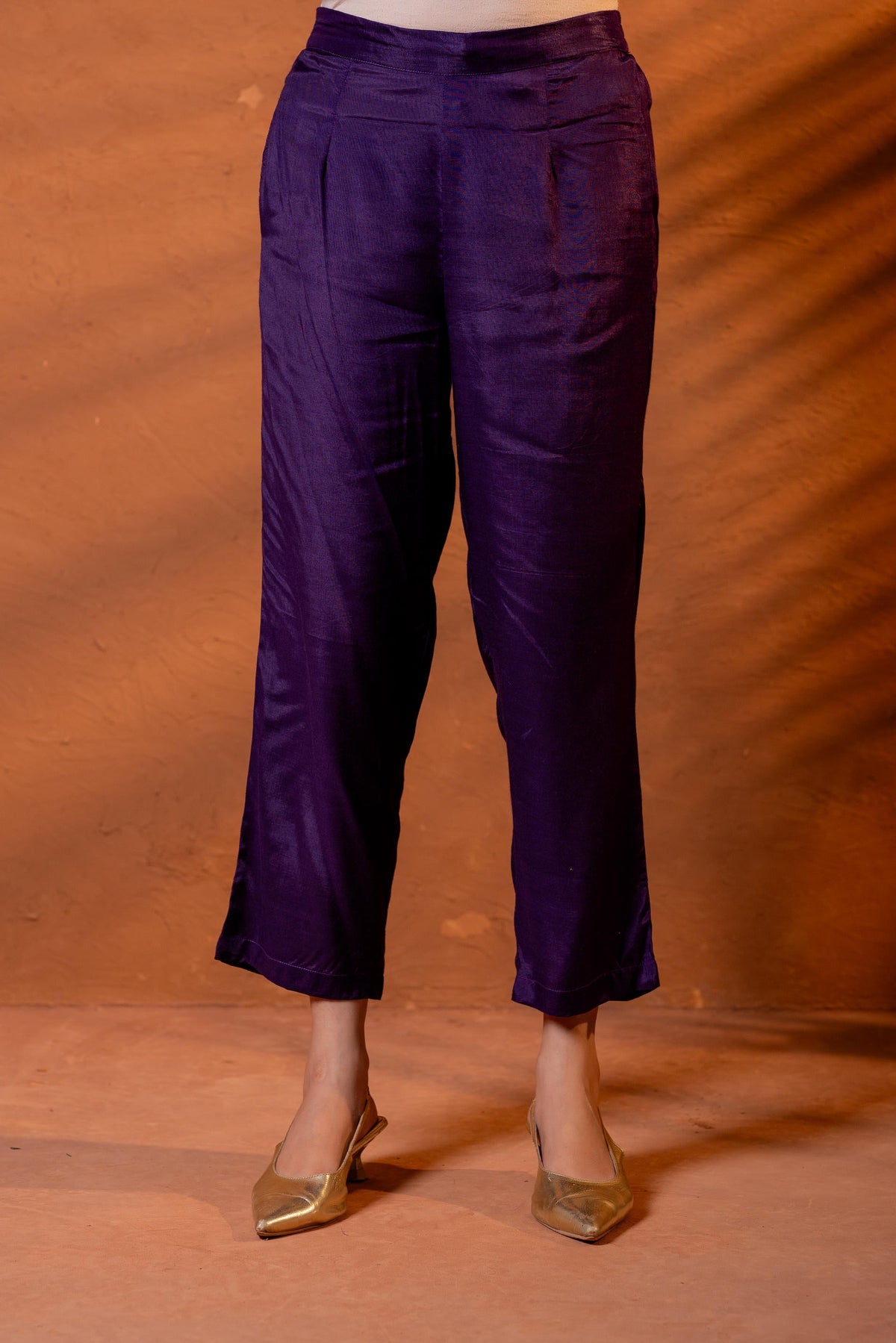 Juniper Purple Manmade Fiber Flared Kurta Pant And Dupatta Set With Zari, Mirror, Thread & Sequin Work | Grocsy